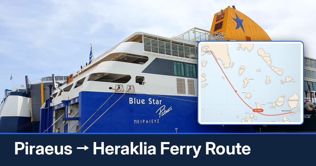 Piraeus to Heraklia ferry route summary