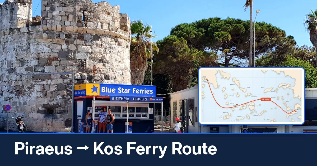 Piraeus to Kos ferry route summary