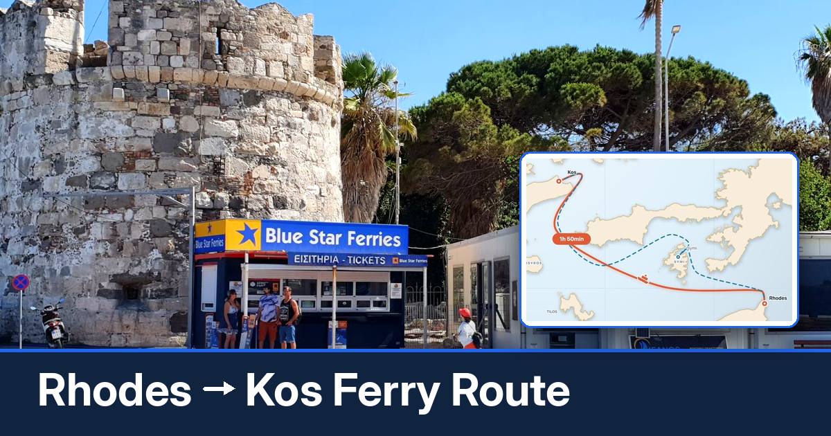Rhodes to Kos ferry route summary