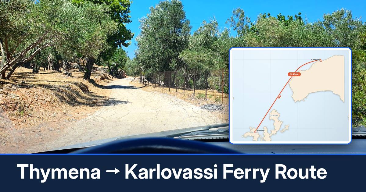 Thymena to Karlovassi ferry route summary