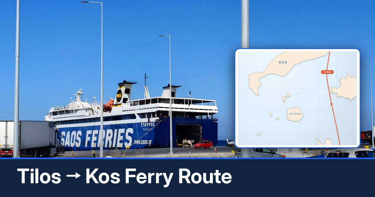 Tilos to Kos ferry route summary