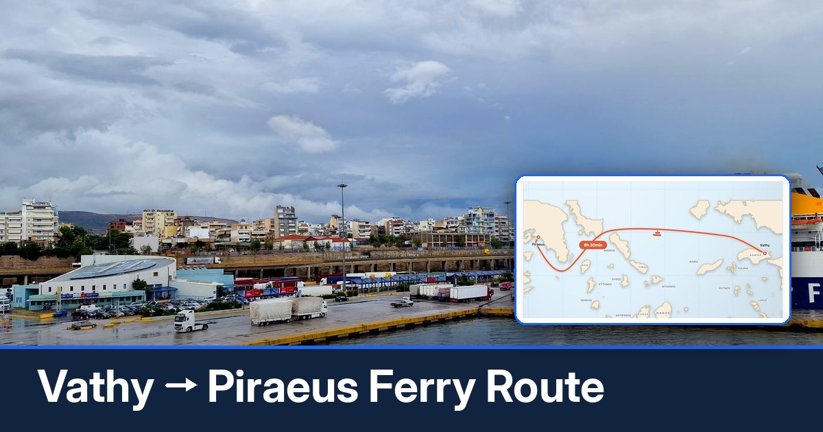 Vathy to Piraeus ferry route summary
