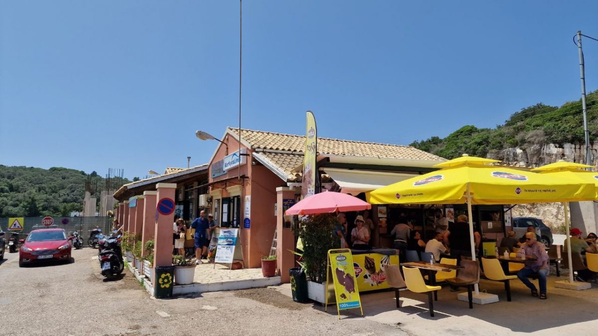 cafe and ticket office at paxos ferry port
